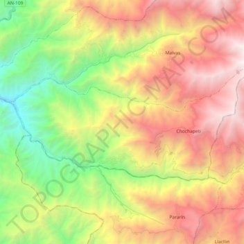 Carte topographique Cochapeti, altitude, relief