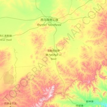 Carte topographique 浩勒图高勒镇, altitude, relief