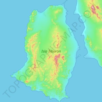 Carte topographique Isla Tiburón, altitude, relief