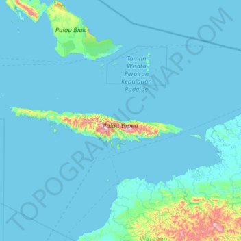 Carte topographique Kepulauan Yapen, altitude, relief
