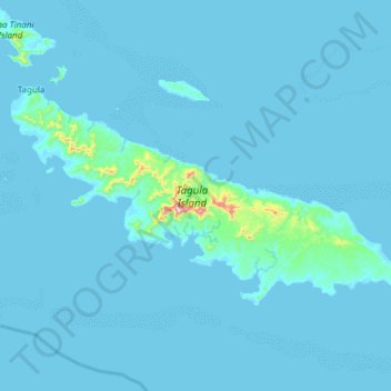 Carte topographique Tagula Island, altitude, relief