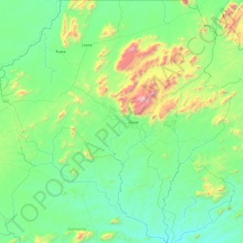 Carte topographique Gurué, altitude, relief