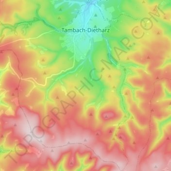Carte topographique Tambach-Dietharz, altitude, relief