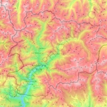 Carte topographique Andorre, altitude, relief