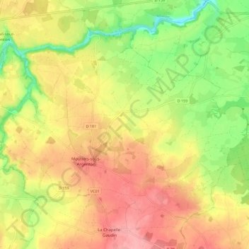 Carte topographique Moutiers-sous-Argenton, altitude, relief