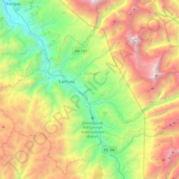 Carte topographique Marcará, altitude, relief