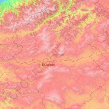 Carte topographique Erzurum, altitude, relief
