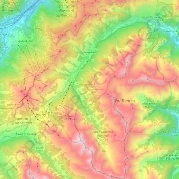 Carte topographique Pragela, altitude, relief