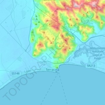 Carte topographique Terracina, altitude, relief