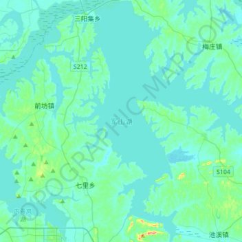 Carte topographique 军山湖, altitude, relief