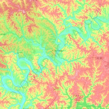 Carte topographique Cumberland County, altitude, relief