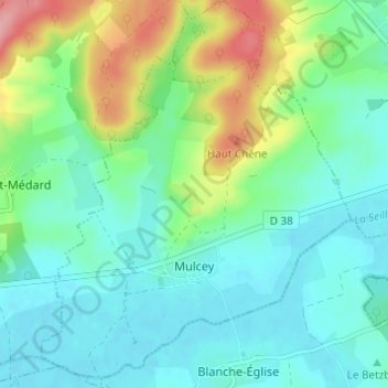 Carte topographique Mulcey, altitude, relief