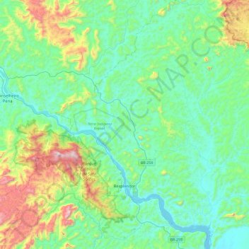Carte topographique Resplendor, altitude, relief