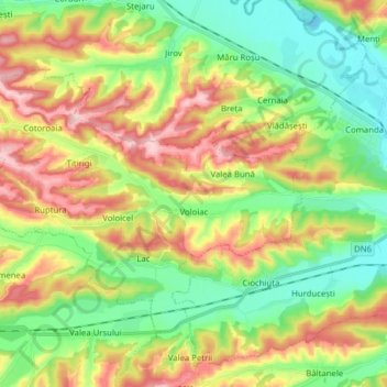 Carte topographique Voloiac, altitude, relief
