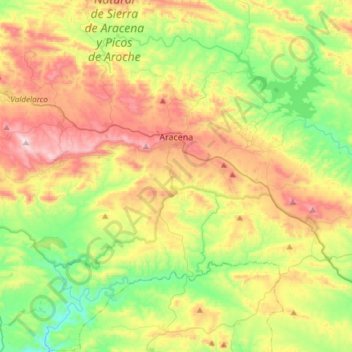 Carte topographique Aracena, altitude, relief