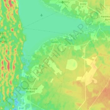 Carte topographique Gastes, altitude, relief
