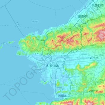 Carte topographique Wakayama, altitude, relief