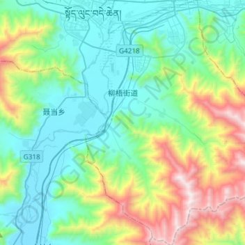 Carte topographique 柳梧街道, altitude, relief