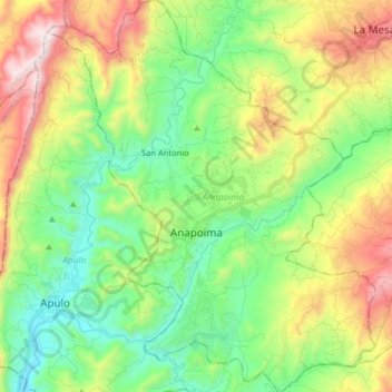 Carte topographique Anapoima, altitude, relief