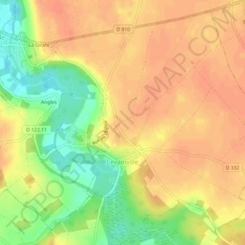 Carte topographique Levainville, altitude, relief