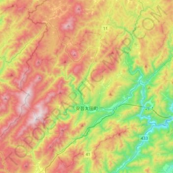 Carte topographique Yamagata County, altitude, relief