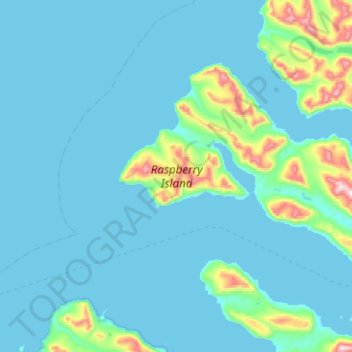 Carte topographique Raspberry Island, altitude, relief