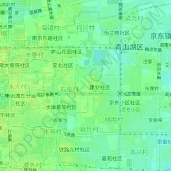 Carte topographique 北京东路社区, altitude, relief