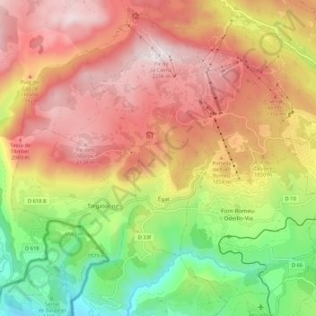 Carte topographique 66120, altitude, relief