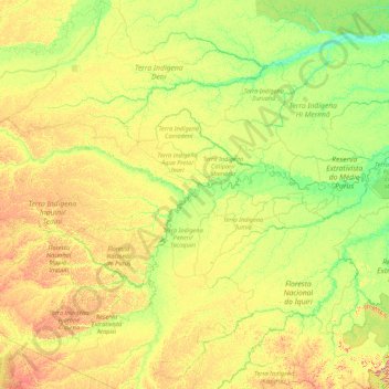 Carte topographique Pauini, altitude, relief