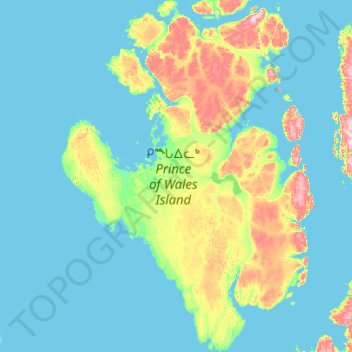 Carte topographique Isola Principe di Galles, altitude, relief
