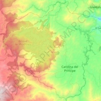 Carte topographique Carolina del Príncipe, altitude, relief