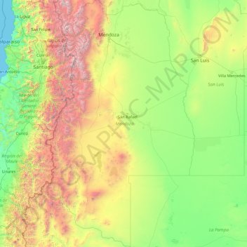 Carte topographique Mendoza, altitude, relief