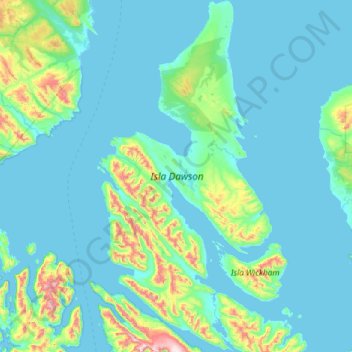 Carte topographique Isla Dawson, altitude, relief