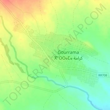 Carte topographique Gourrama, altitude, relief