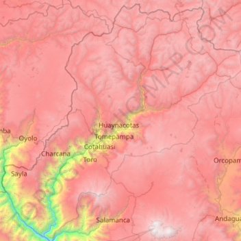 Carte topographique La Unión, altitude, relief
