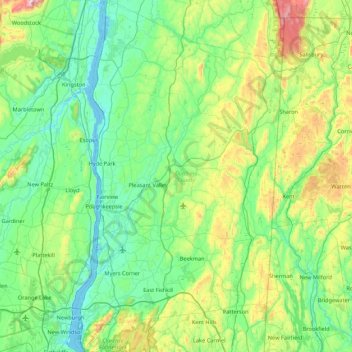 Carte topographique Dutchess County, altitude, relief
