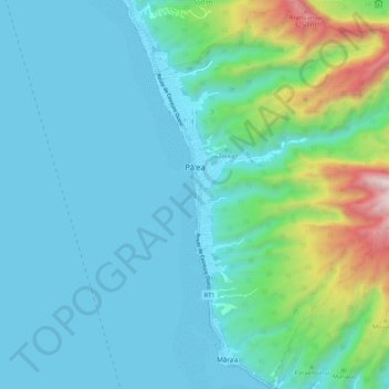 Carte topographique Pāʻea, altitude, relief