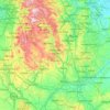 Carte topographique Derbyshire, altitude, relief