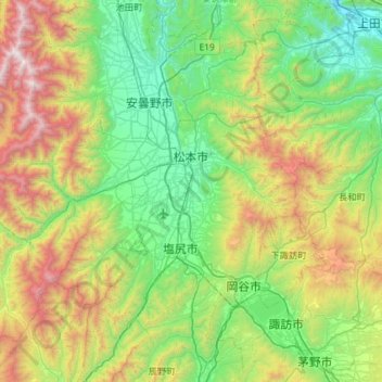Carte topographique Matsumoto, altitude, relief