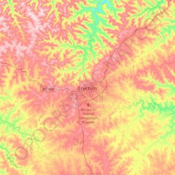 Carte topographique Erechim, altitude, relief