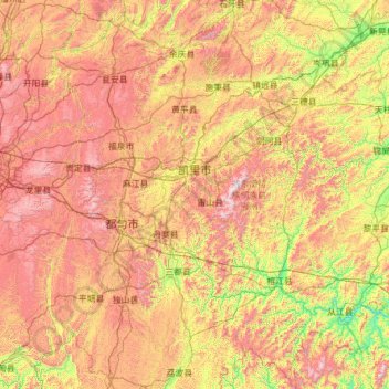 Carte topographique Qiandongnan, altitude, relief