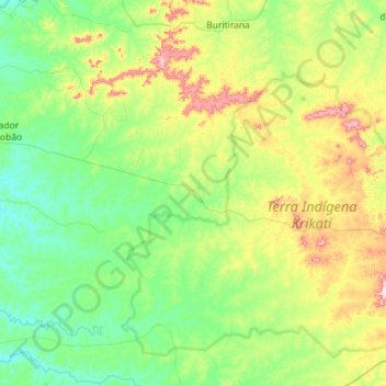 Carte topographique Montes Altos, altitude, relief