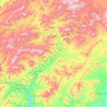 Carte topographique ولایت جاغوری, altitude, relief