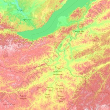Carte topographique Selenge River, altitude, relief