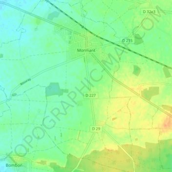 Carte topographique Mormant, altitude, relief