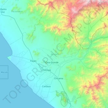 Carte topographique Provincia de Ascope, altitude, relief