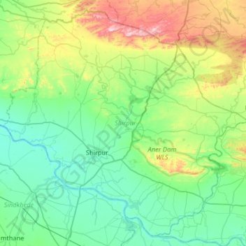 Carte topographique Shirpur, altitude, relief