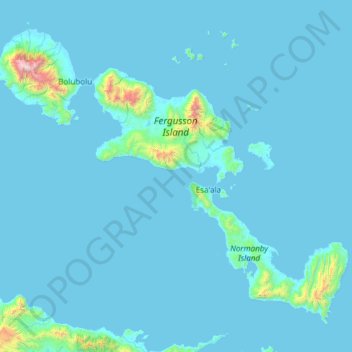 Carte topographique D'Entrecasteaux Islands, altitude, relief