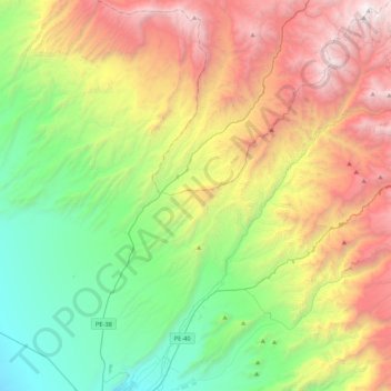 Carte topographique Pachía, altitude, relief