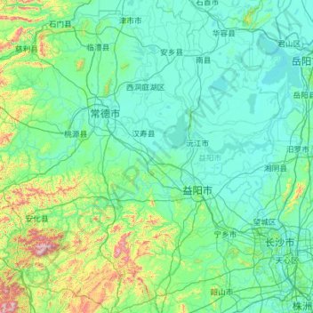 Carte topographique Yiyang, altitude, relief